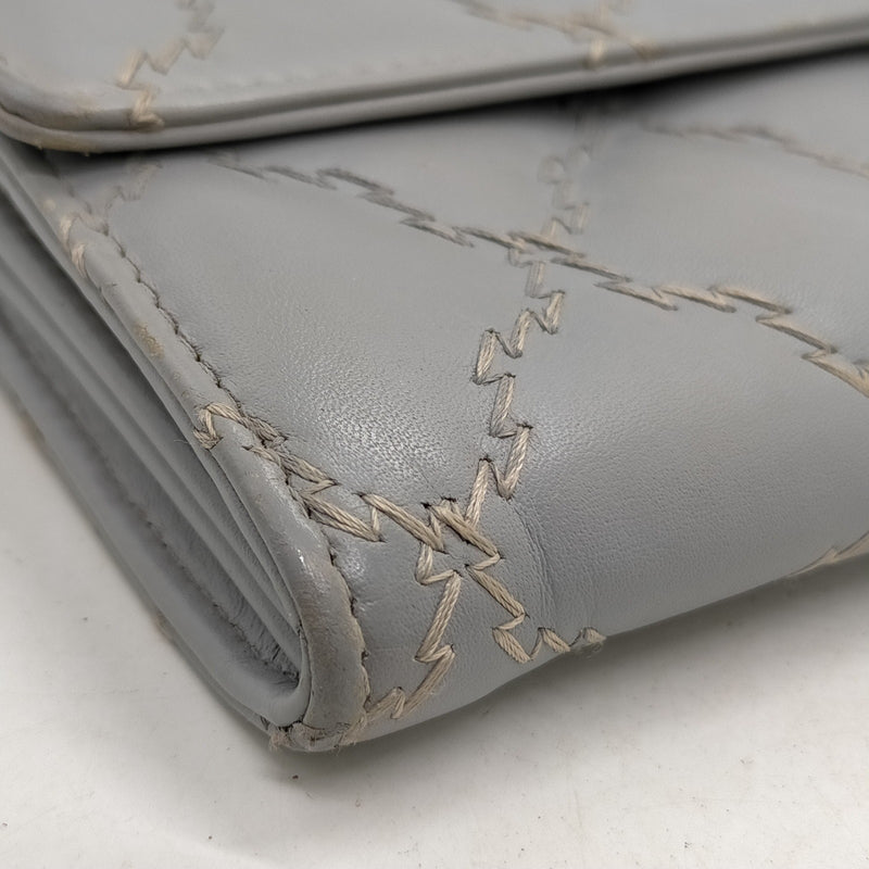 Chanel Long Wallet Gray Leather