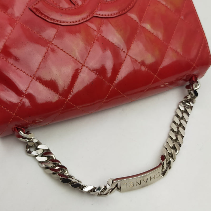 Chanel Hand Bag Red Patent Leather
