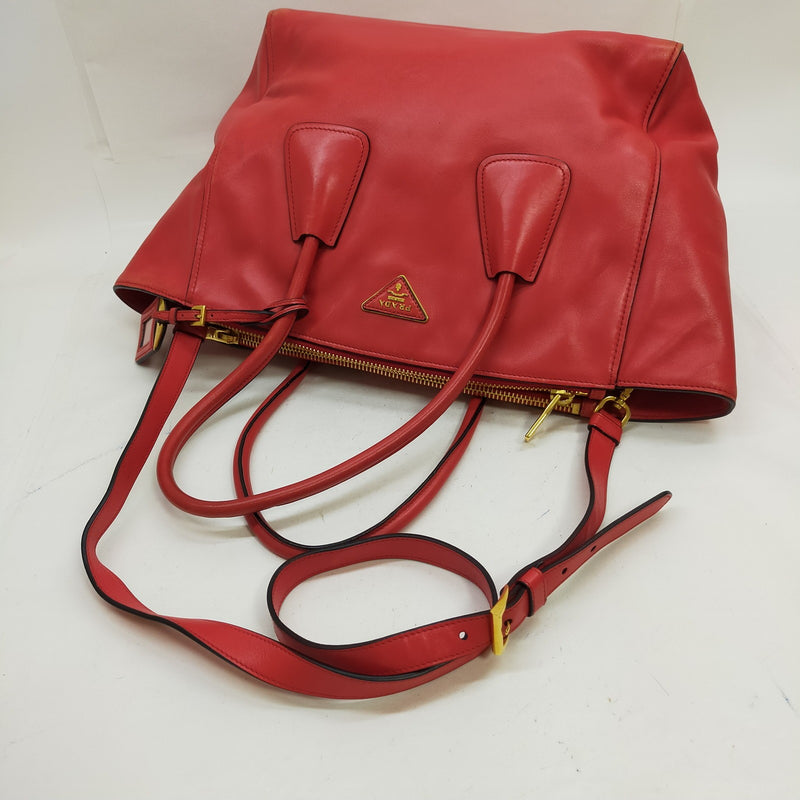 Prada Hand Bag Red Leather