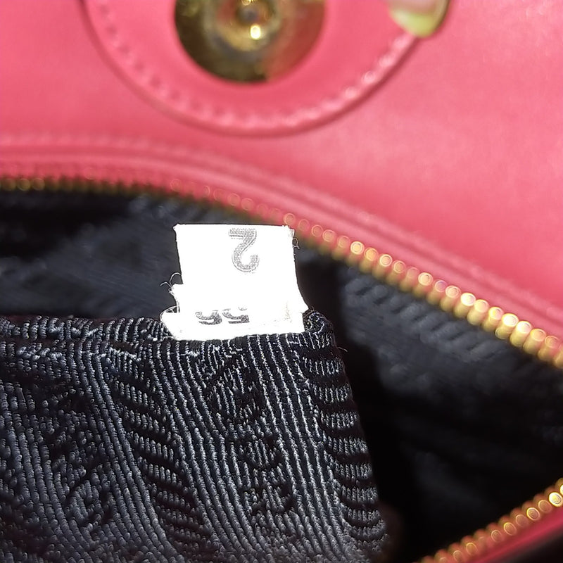 Prada Hand Bag Red Leather
