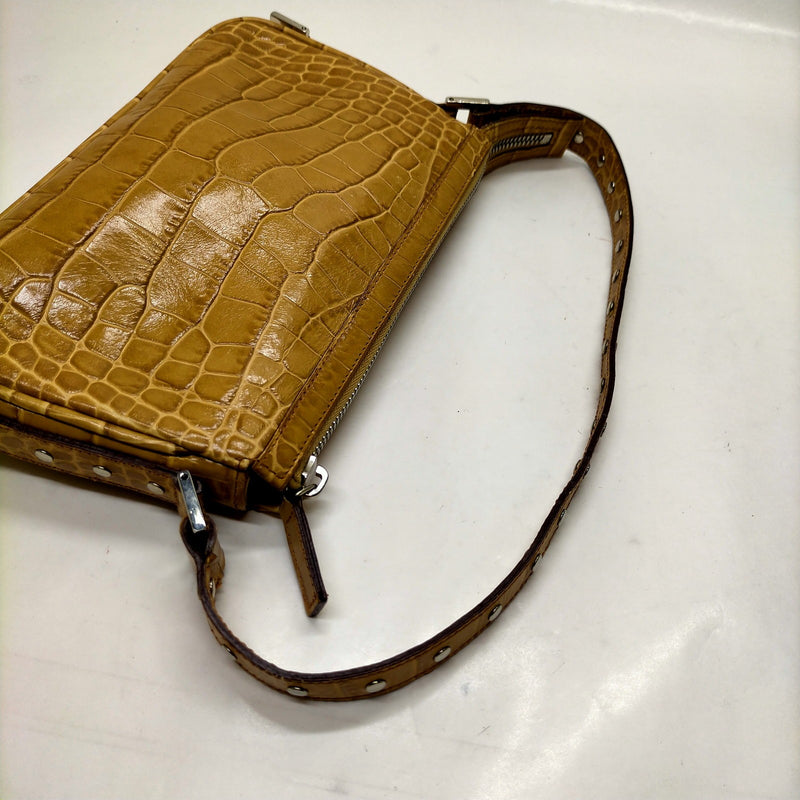 Versace Hand Bag Brown Leather