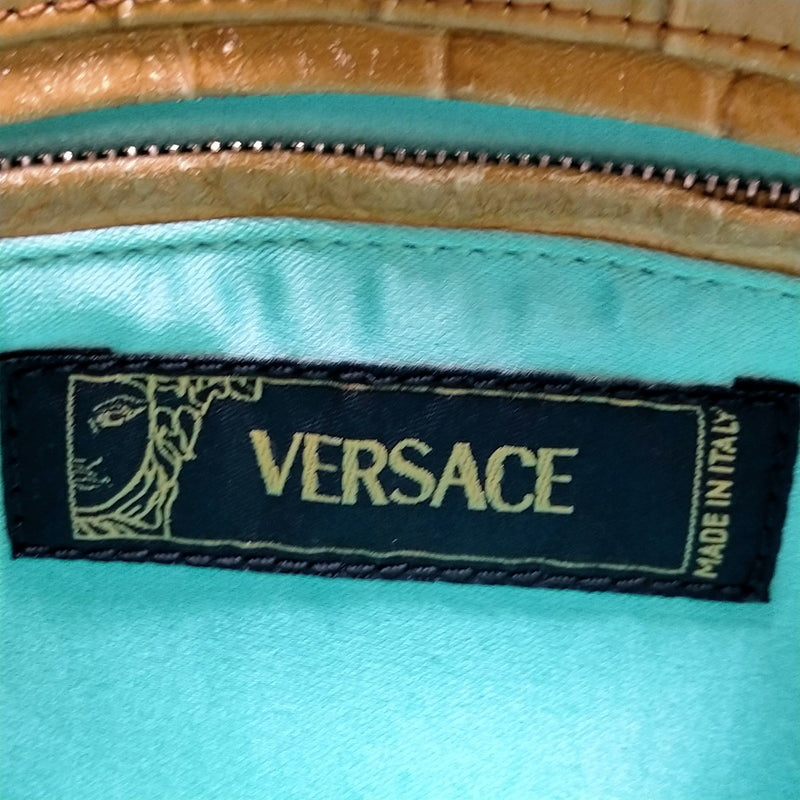Versace Hand Bag Brown Leather
