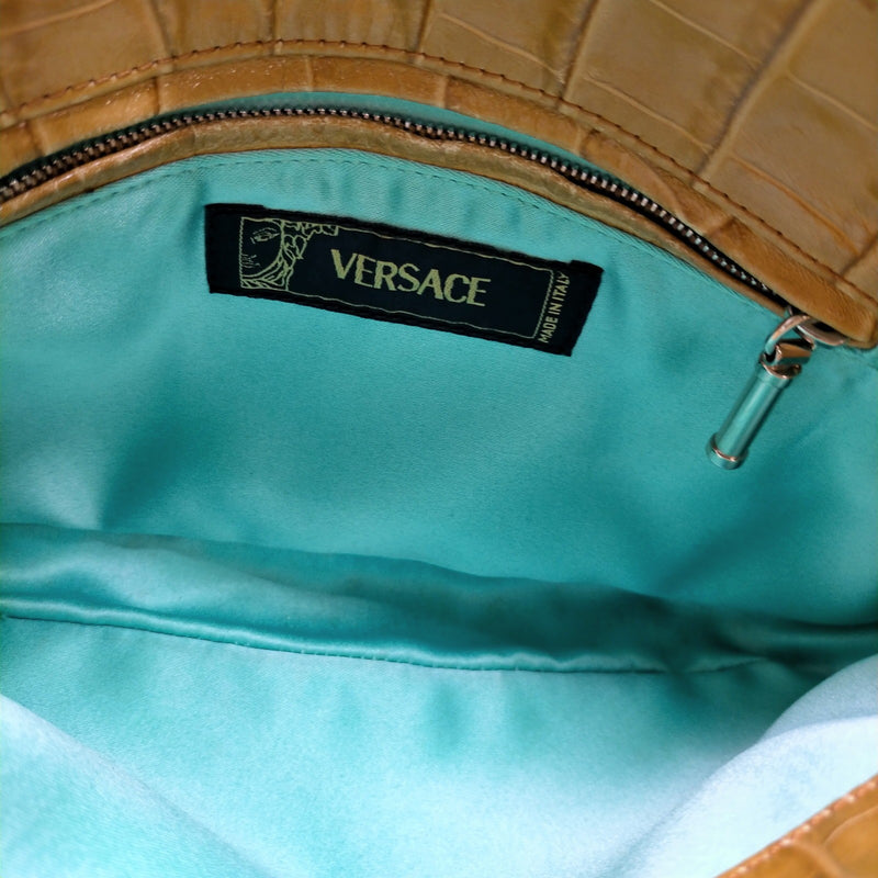Versace Hand Bag Brown Leather