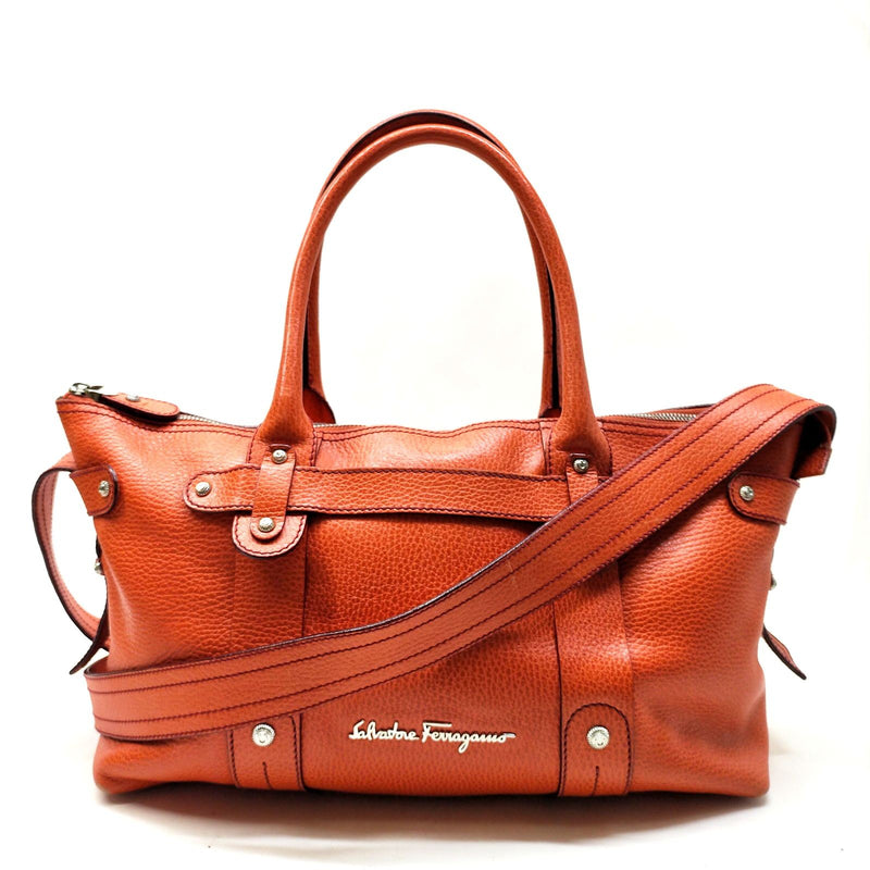 Ferragamo Tote Bag Red Leather