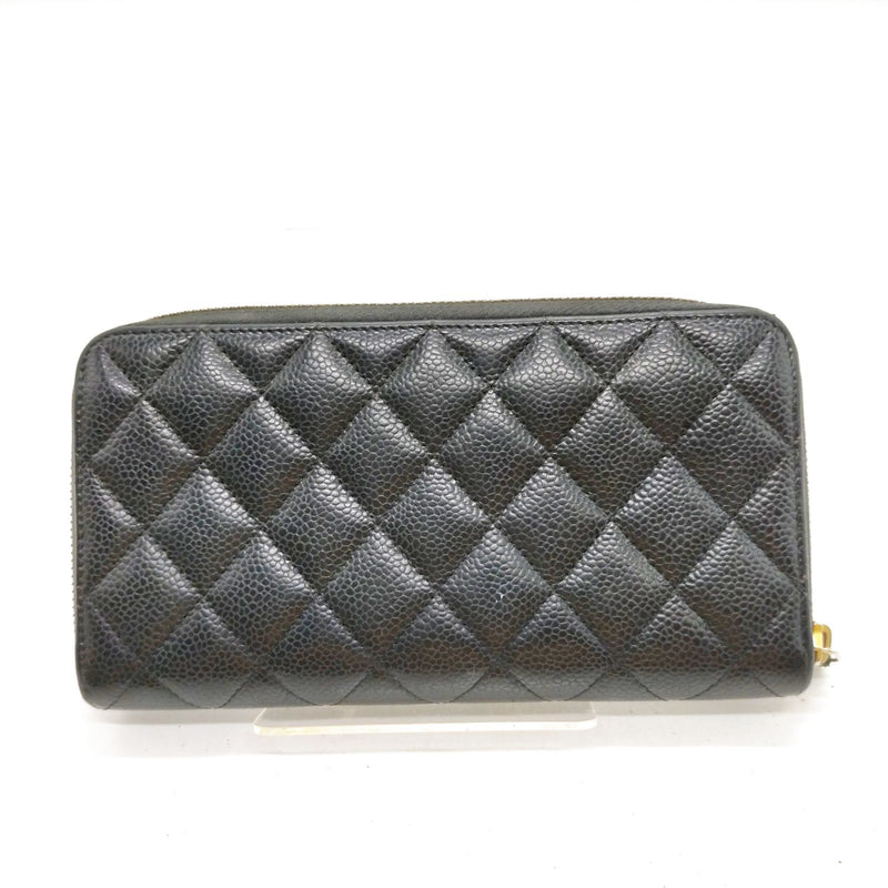Chanel Long Wallet Black Caviarskin