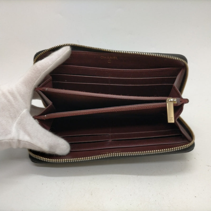 Chanel Long Wallet Black Caviarskin