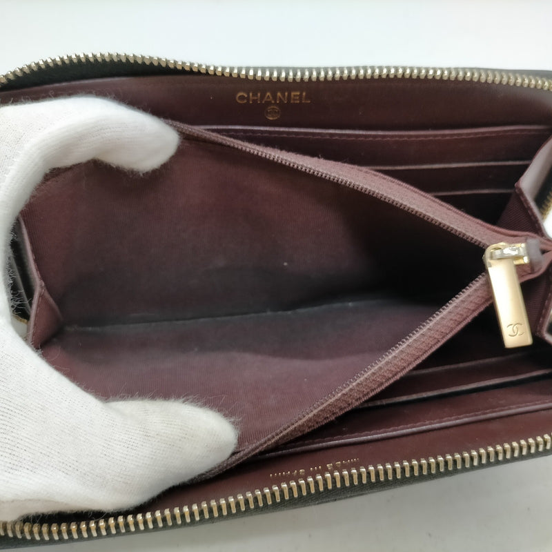 Chanel Long Wallet Black Caviarskin