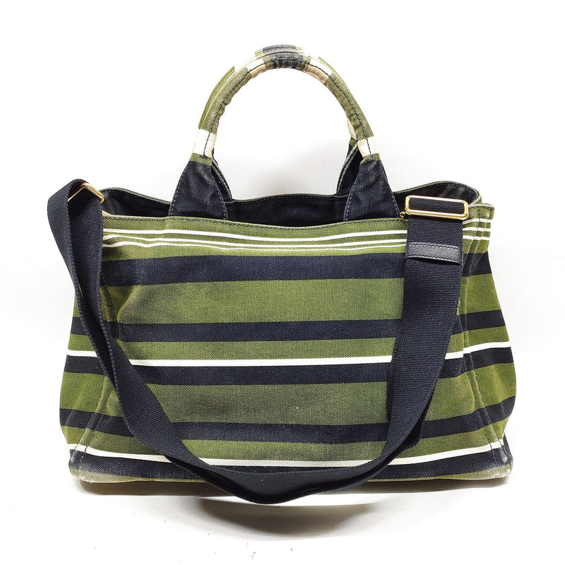 Prada Hand Bag Green Canvas