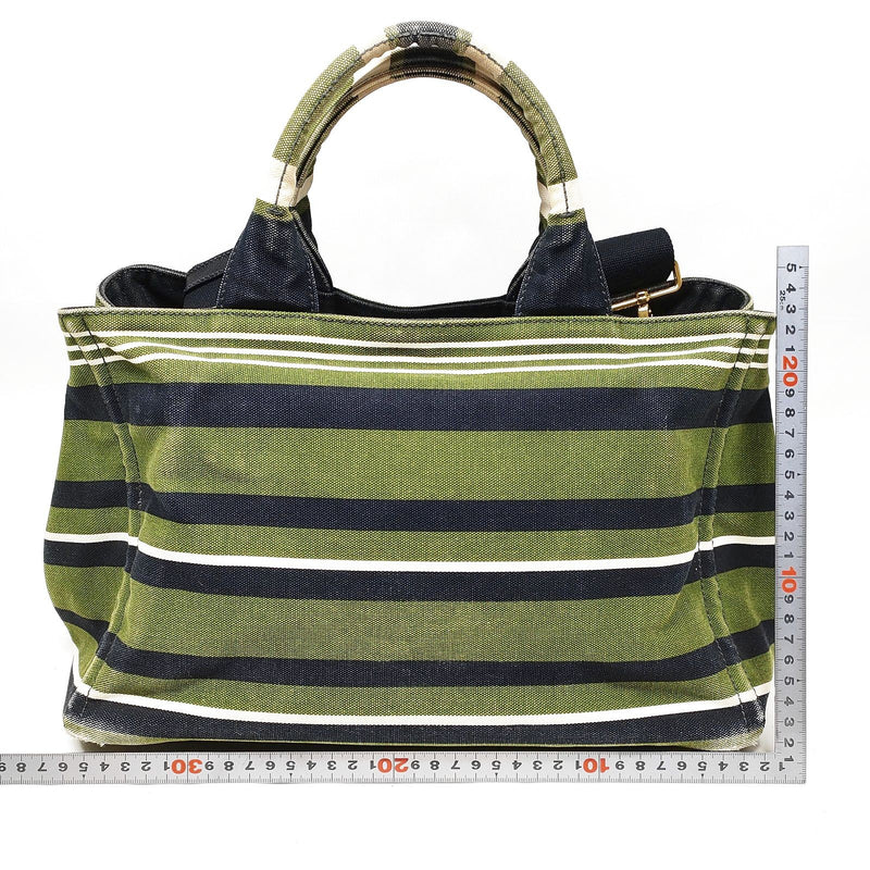 Prada Hand Bag Green Canvas