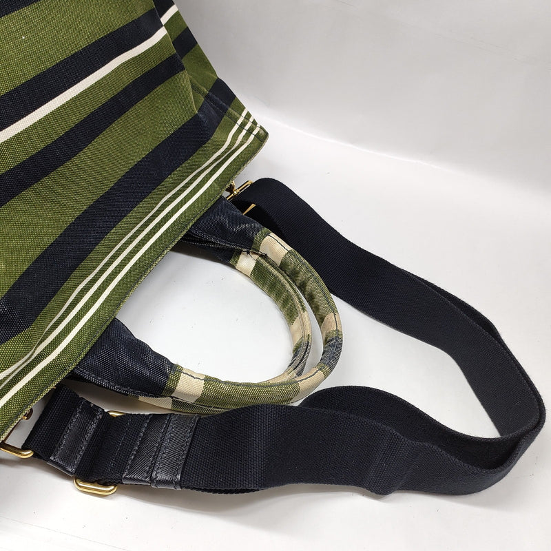 Prada Hand Bag Green Canvas