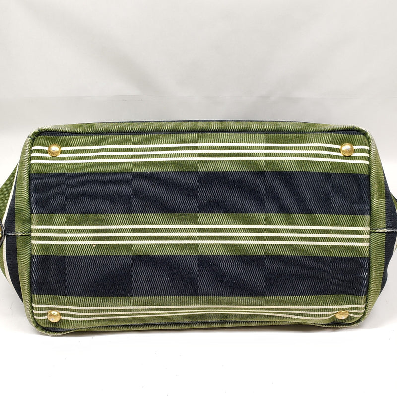 Prada Hand Bag Green Canvas