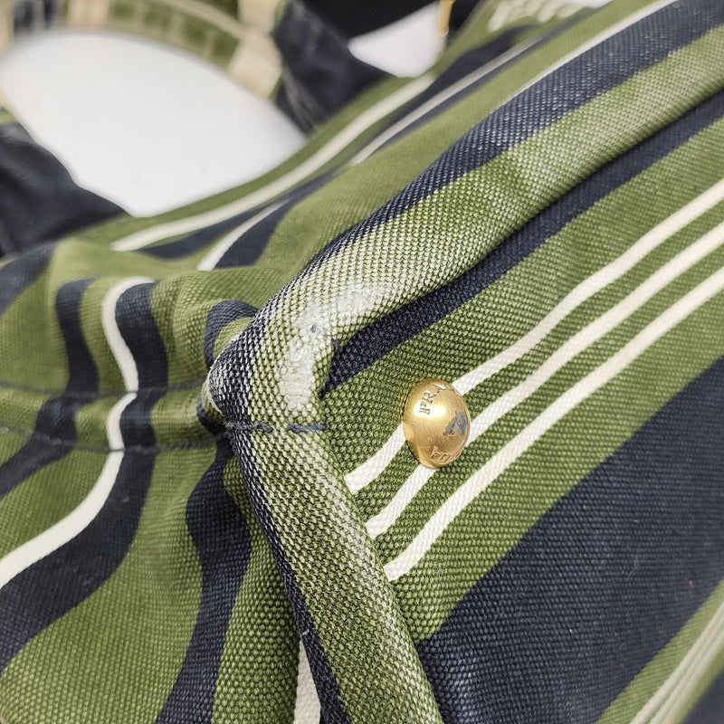 Prada Hand Bag Green Canvas