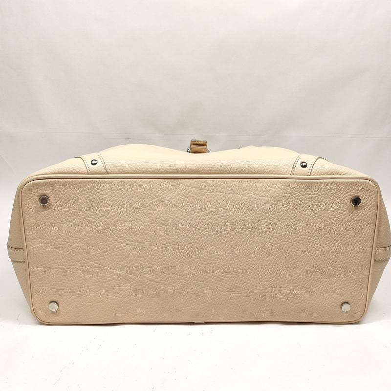 Burberry London Hand Bag Beige Leather