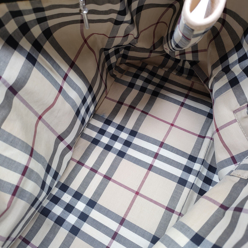 Burberry London Hand Bag Beige Leather