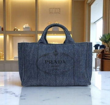 Prada Canapa Denim Tote Bag From Japan