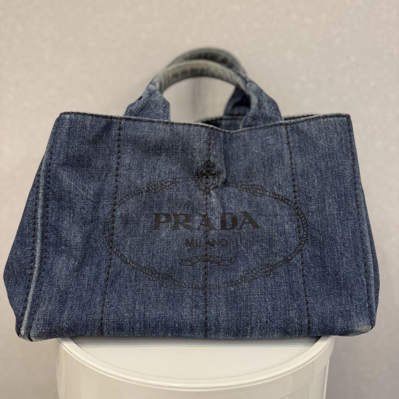 Prada Canapa Denim Tote Bag From Japan