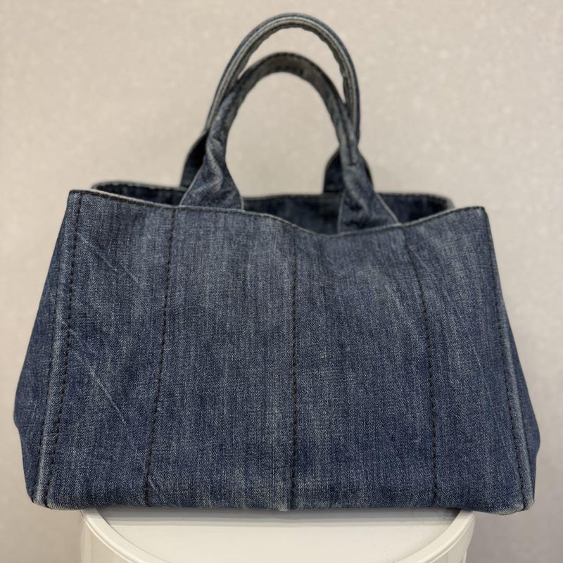 Prada Canapa Denim Tote Bag From Japan