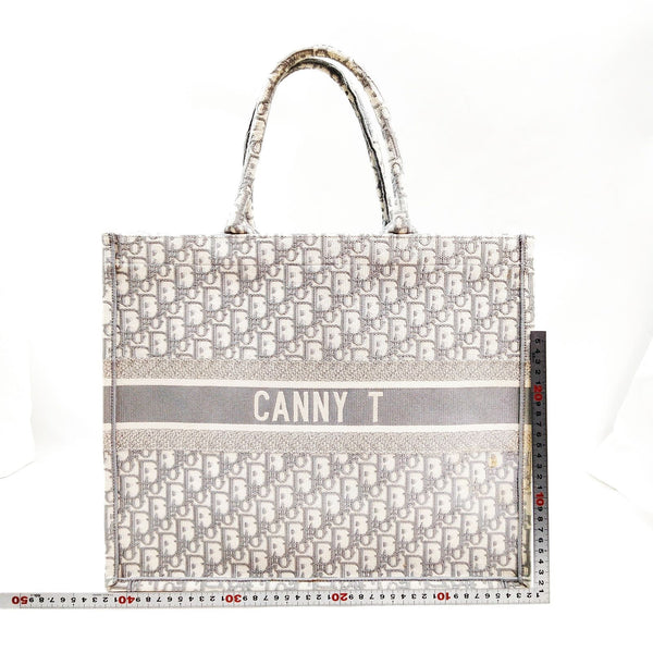 Christian Dior Hand Bag Gray Canvas