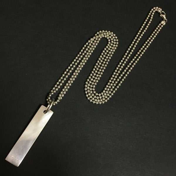 Gucci Logo Plate Silver Ball Chain