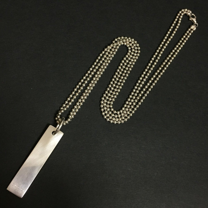 Gucci Logo Plate Silver Ball Chain