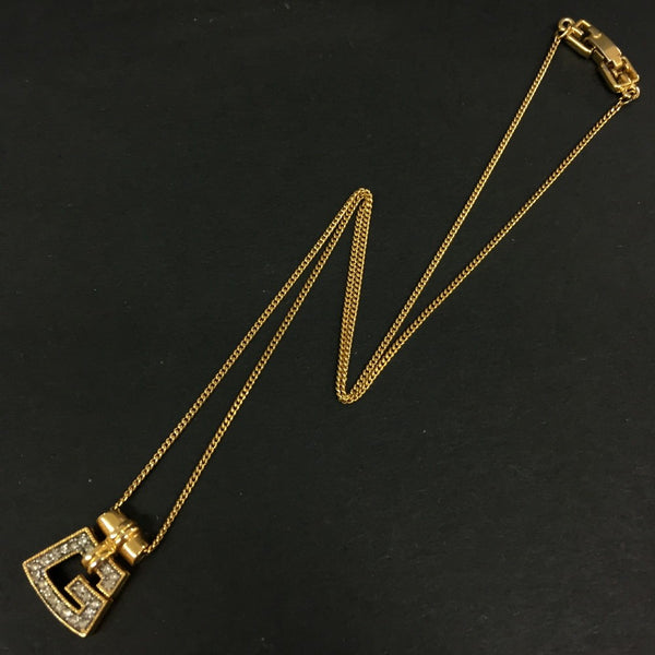 Givenchy G Logo Rhinestone Gold Tone