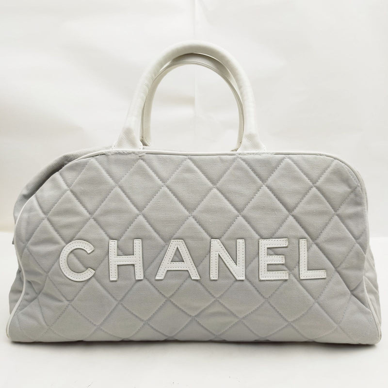 Chanel Hand Bag Gray Canvas