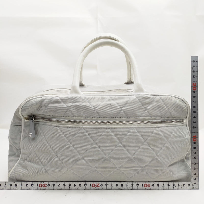 Chanel Hand Bag Gray Canvas