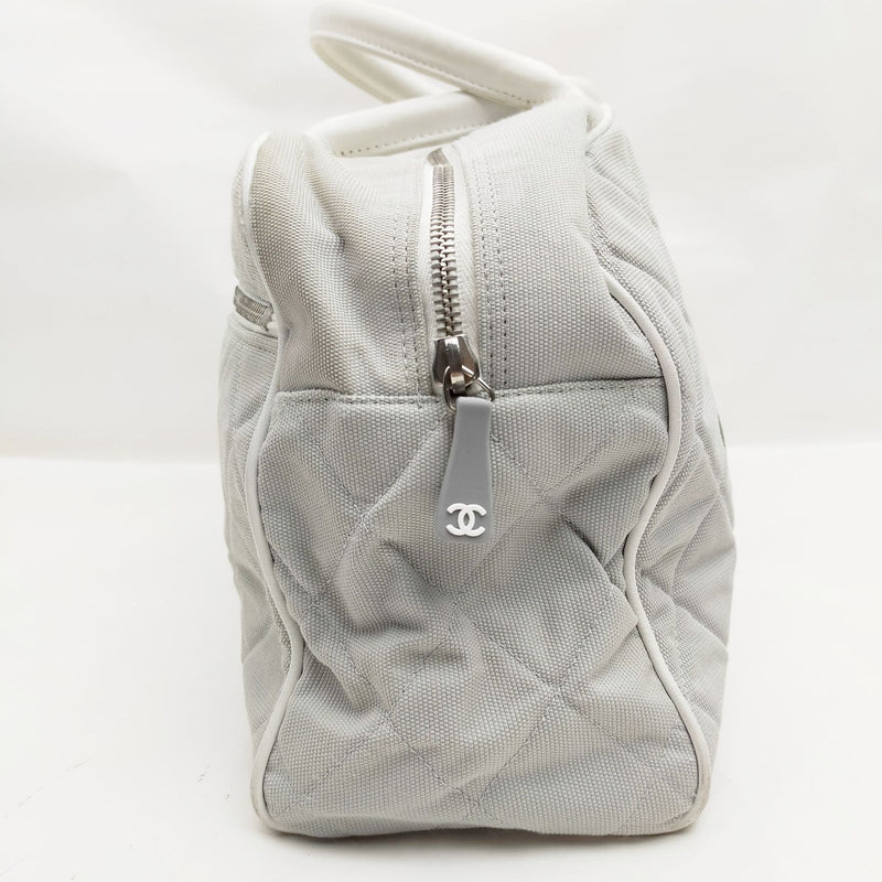 Chanel Hand Bag Gray Canvas