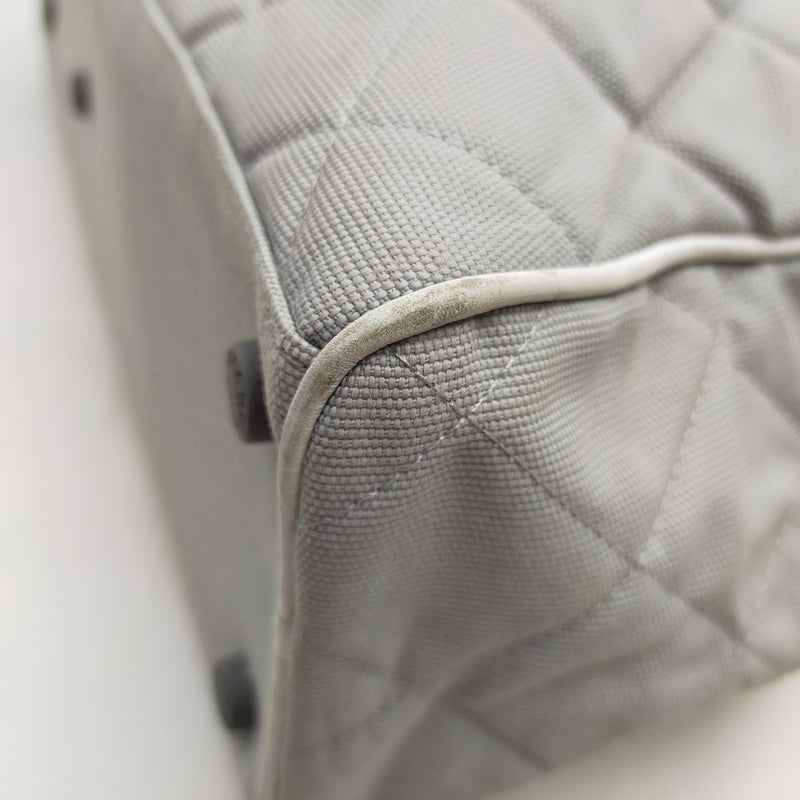 Chanel Hand Bag Gray Canvas