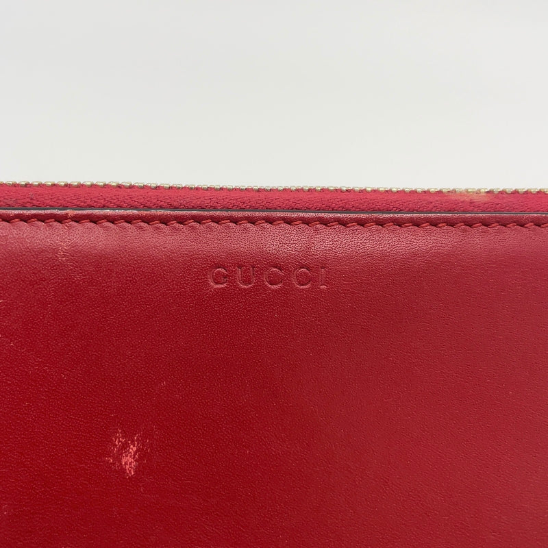 Gucci Gg Leather Round Zip Long