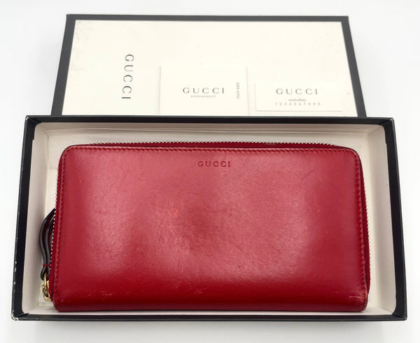 Gucci Gg Leather Round Zip Long