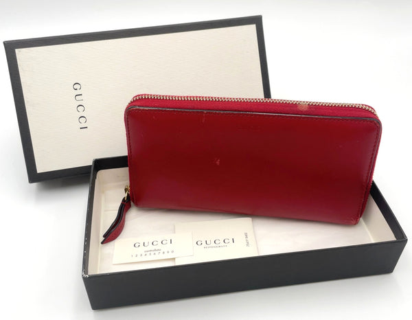 Gucci Gg Leather Round Zip Long