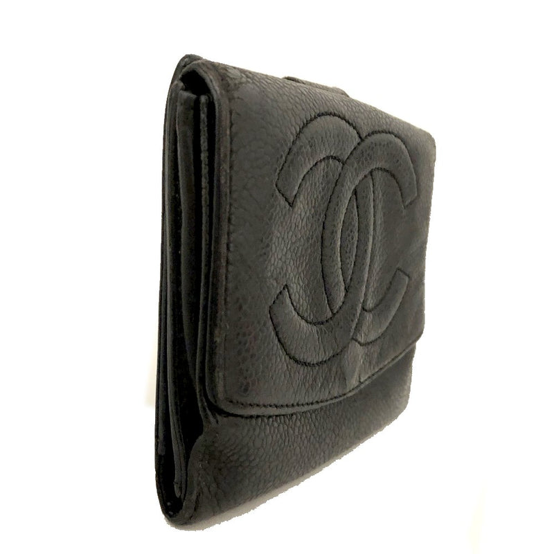 Chanel Cc Logo Grained Calfskin Bifold