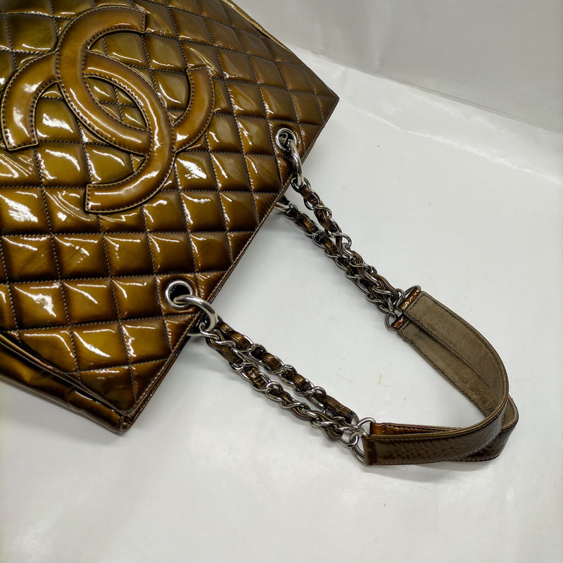 Chanel Tote Bag Matelasse Brown Patent