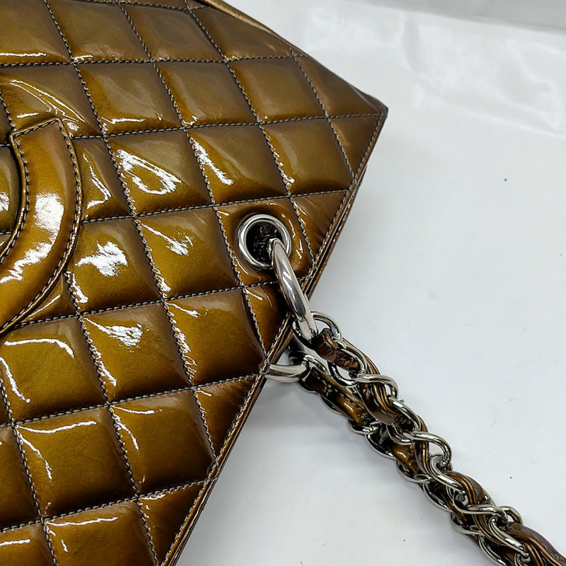 Chanel Tote Bag Matelasse Brown Patent