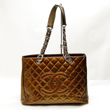 Chanel Tote Bag Matelasse Brown Patent