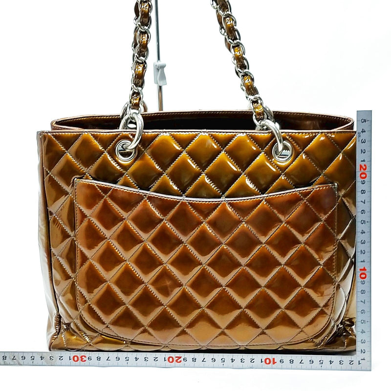 Chanel Tote Bag Matelasse Brown Patent