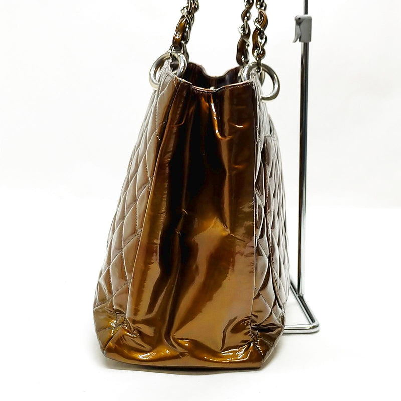 Chanel Tote Bag Matelasse Brown Patent