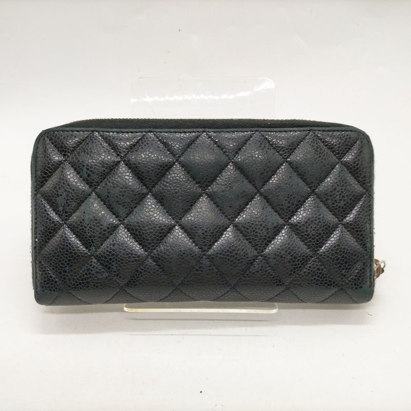 Chanel Long Wallet Black Caviarskin
