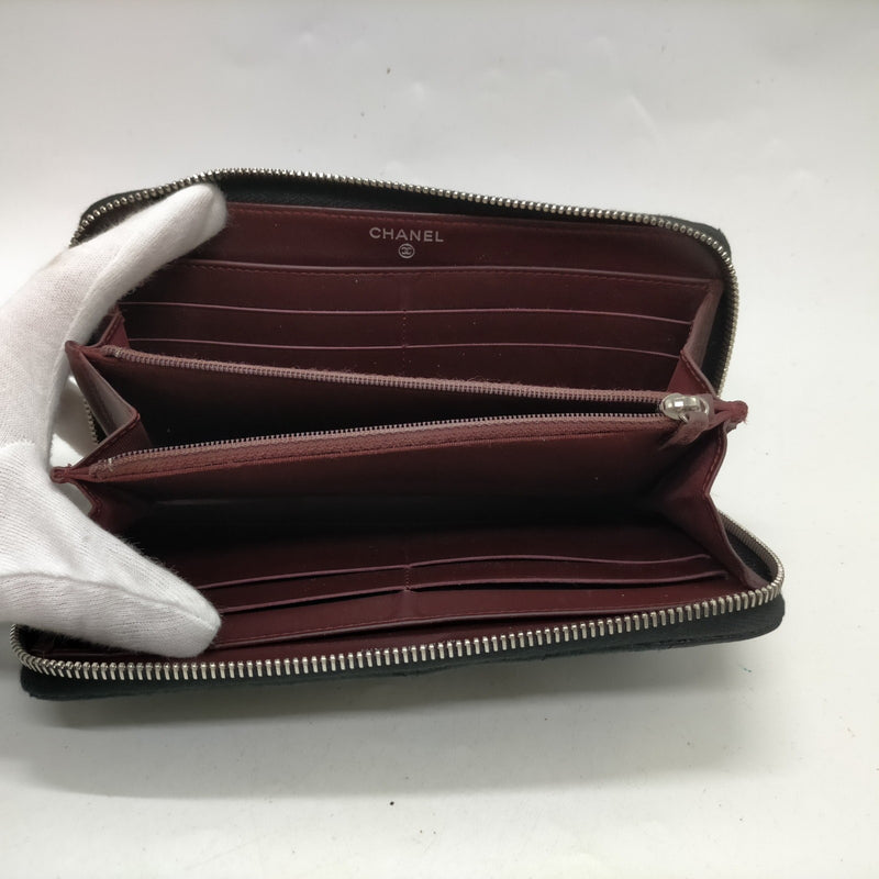 Chanel Long Wallet Black Caviarskin