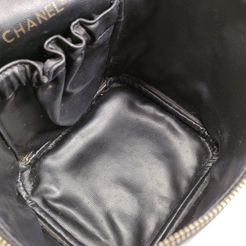 Chanel Vanity Bag Black Leather