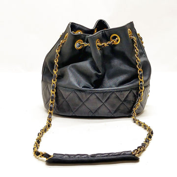 Chanel Shoulder Bag Matelasse Black Lamb