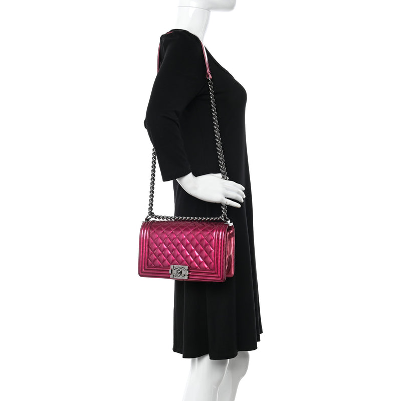 Chanel Metallic Patent Calfskin Quilted