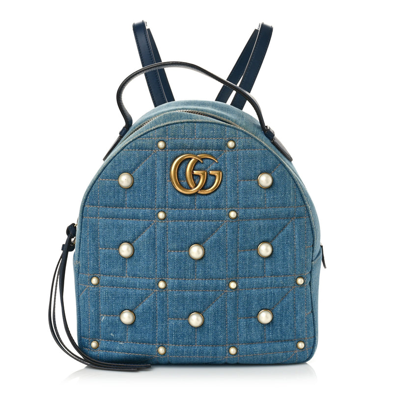 Gucci Kura Denim Matelasse Cubic Pearl