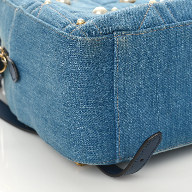 Gucci Kura Denim Matelasse Cubic Pearl