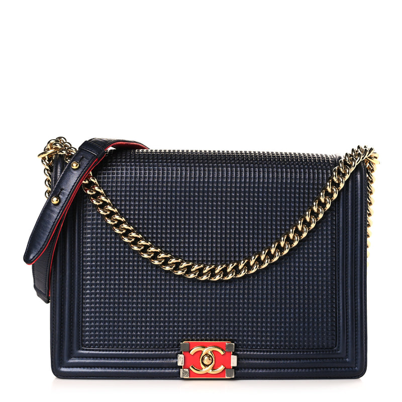 Chanel Lambskin Embossed New Medium Boy