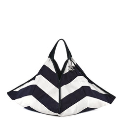 Chanel Striped Canvas Tote Blue White