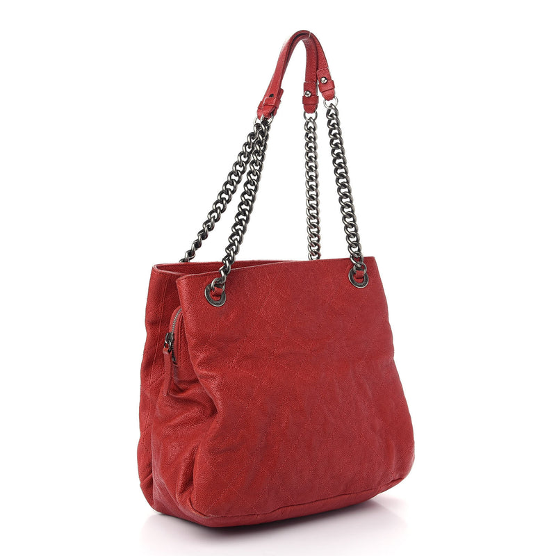 Chanel Caviar Quilted Simply Cc Tote Red