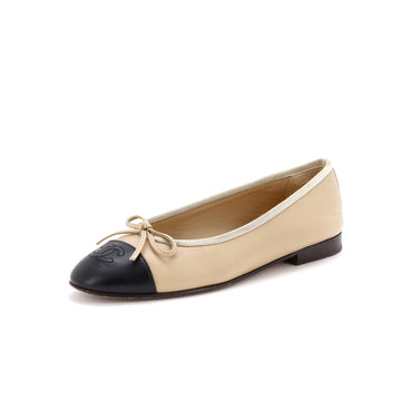 Chanel Women's Cc Cap Toe Bow Ballerina
