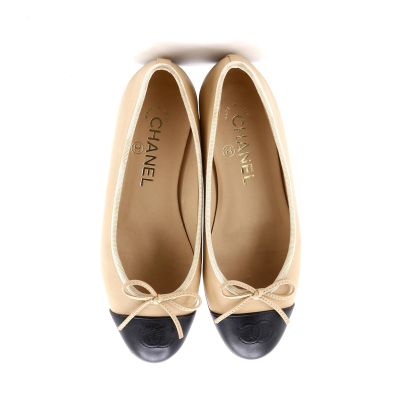 Chanel Women's Cc Cap Toe Bow Ballerina